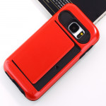 Wholesale Samsung Galaxy S7 Card Slots Hybrid Case (Red)